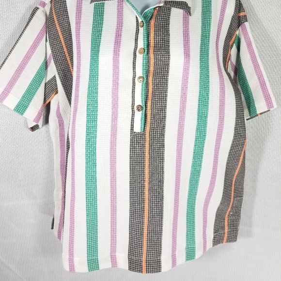 Free People Soleil Time XS Oversize Polo Shirt Top Endless Summer Stripe… - Picture 2 of 6